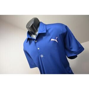 Puma Golf Polo DryCell Blue Short Sleeve Stretch Golf Shirt Mens Size XL